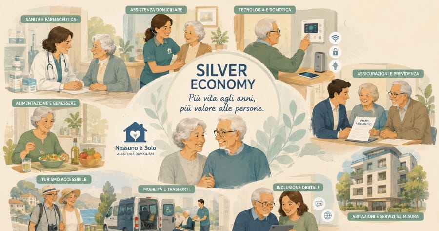 Assistenza anziani, tutti i servizi della silver economy, cosiddetta.
