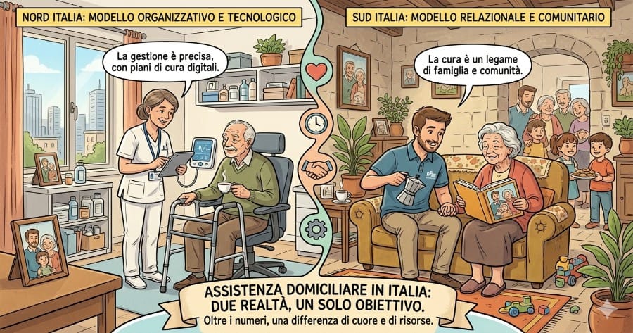 Illustrazione che dimostra la differenza tra nord e sud